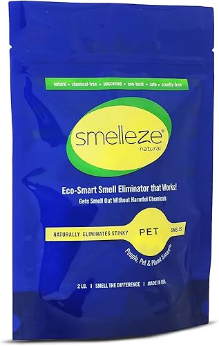 Desodorante natural para mascotas Smelleze eliminador de olores Gránulos de 2 lb Elimina la orina y el olor a caca