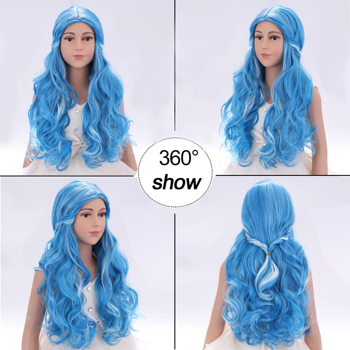 Amazon.com: BERON Light Blue with White Cosplay Wig Mix Blue  display picture 1