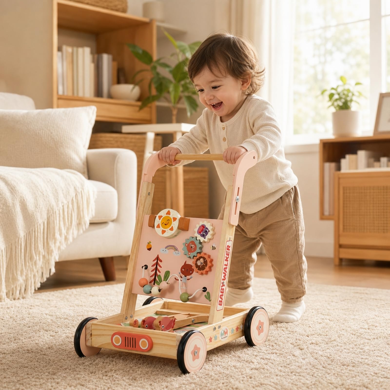 Qianly Caminadora para Estable | Altura Ajustable, caminador con Ruedas, caminador Multifuncional, para Habitación Infantil