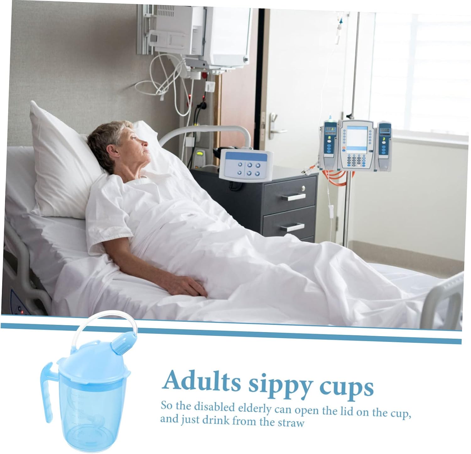 SECFOU Multi-use Straw Cup for Elderly Hospital Cup Lid for Disabled Patients