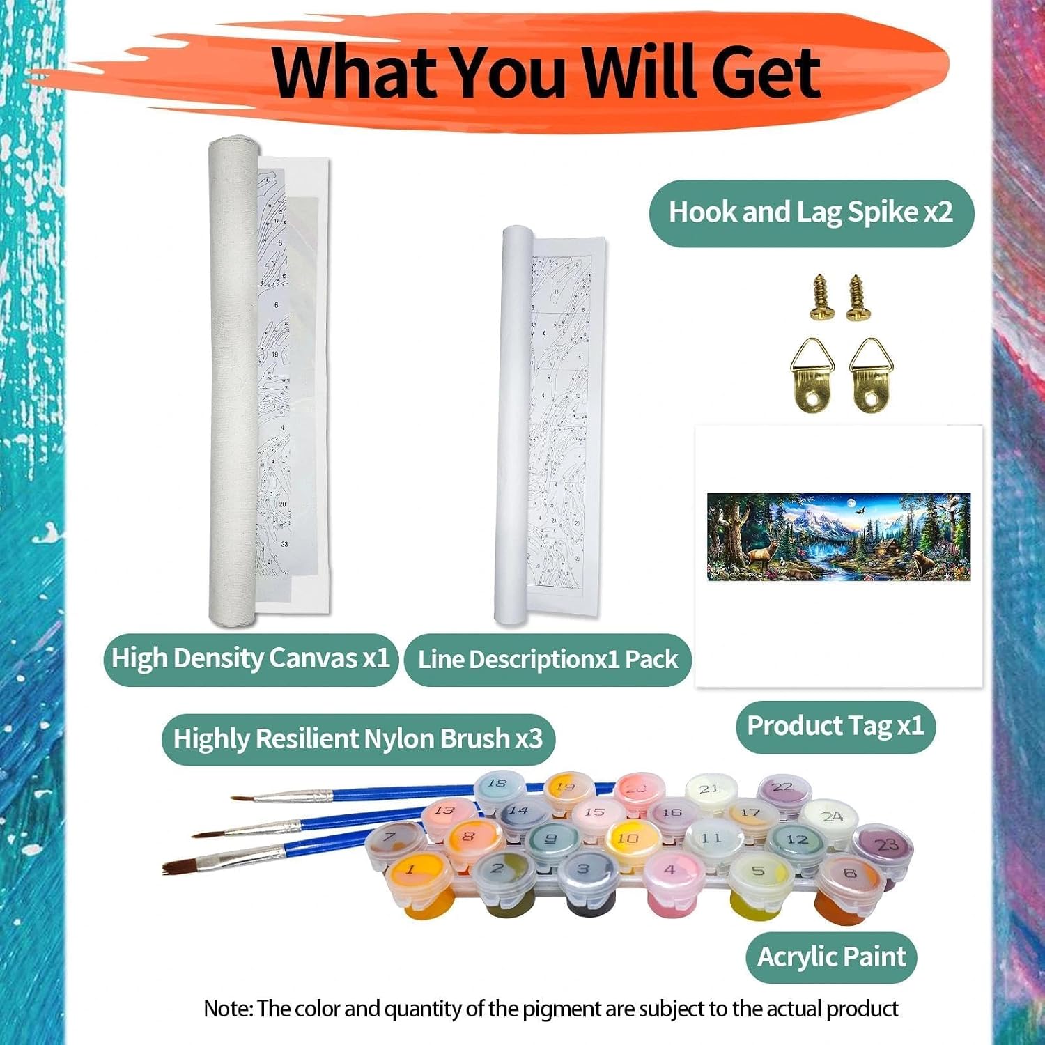 YALKIN Paint by Numbers Kit for Adults, Landscape Large Adults'paint-by-Number Kits on Canvas, DIY Acrylic Oil Painting by Numbers Kits, Perfect for Home Decor, Gifts 30x90CM /11.8x35.4in