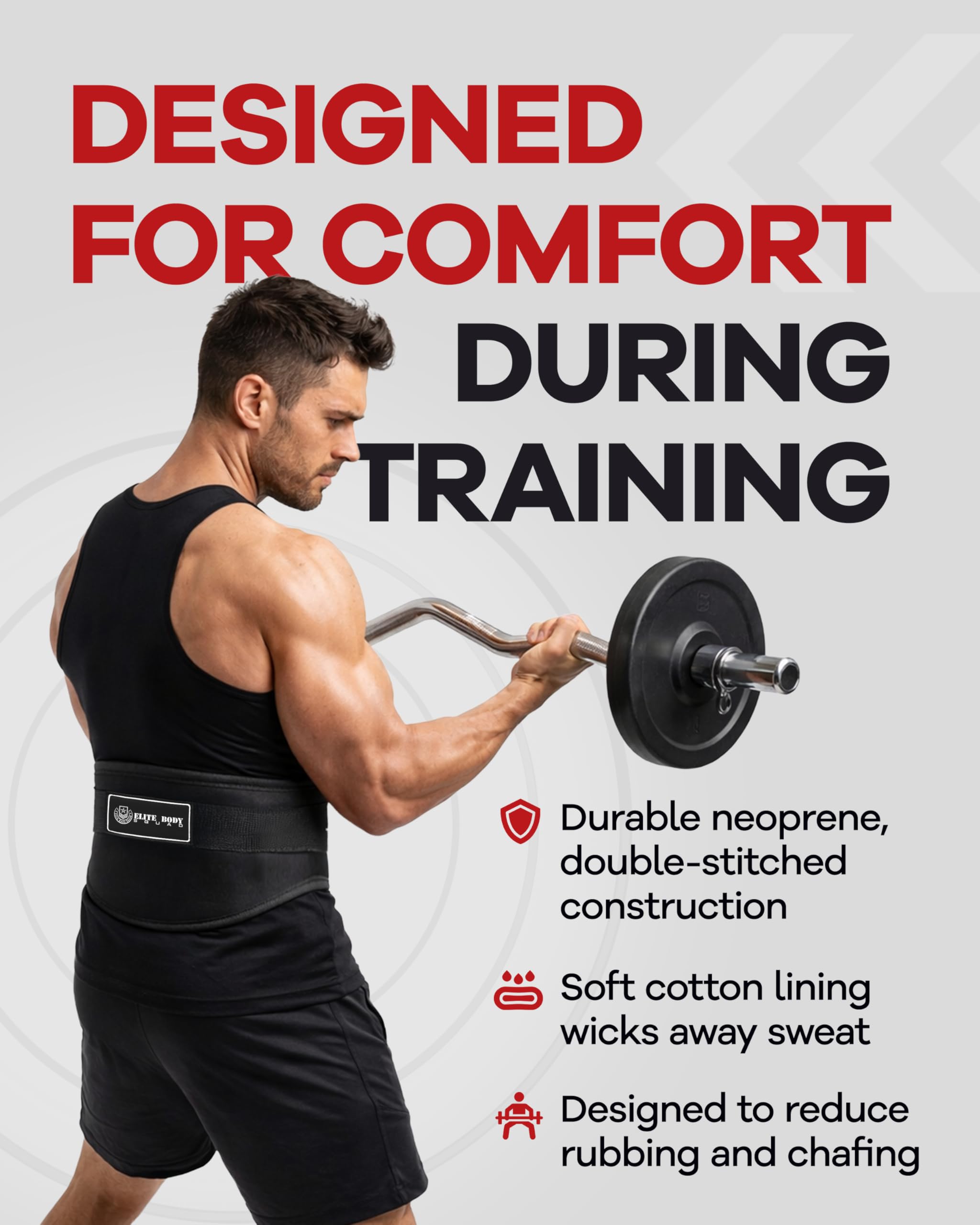 Cintura per sollevamento pesi – Cintura in neoprene della migliore qualità per Powerlifting per un sostegno lombare superiore – Perfetta come cintura per gli addominali in palestra – Accessorio per il Bodybuilding leggero per gli uomini + Cintura di soste