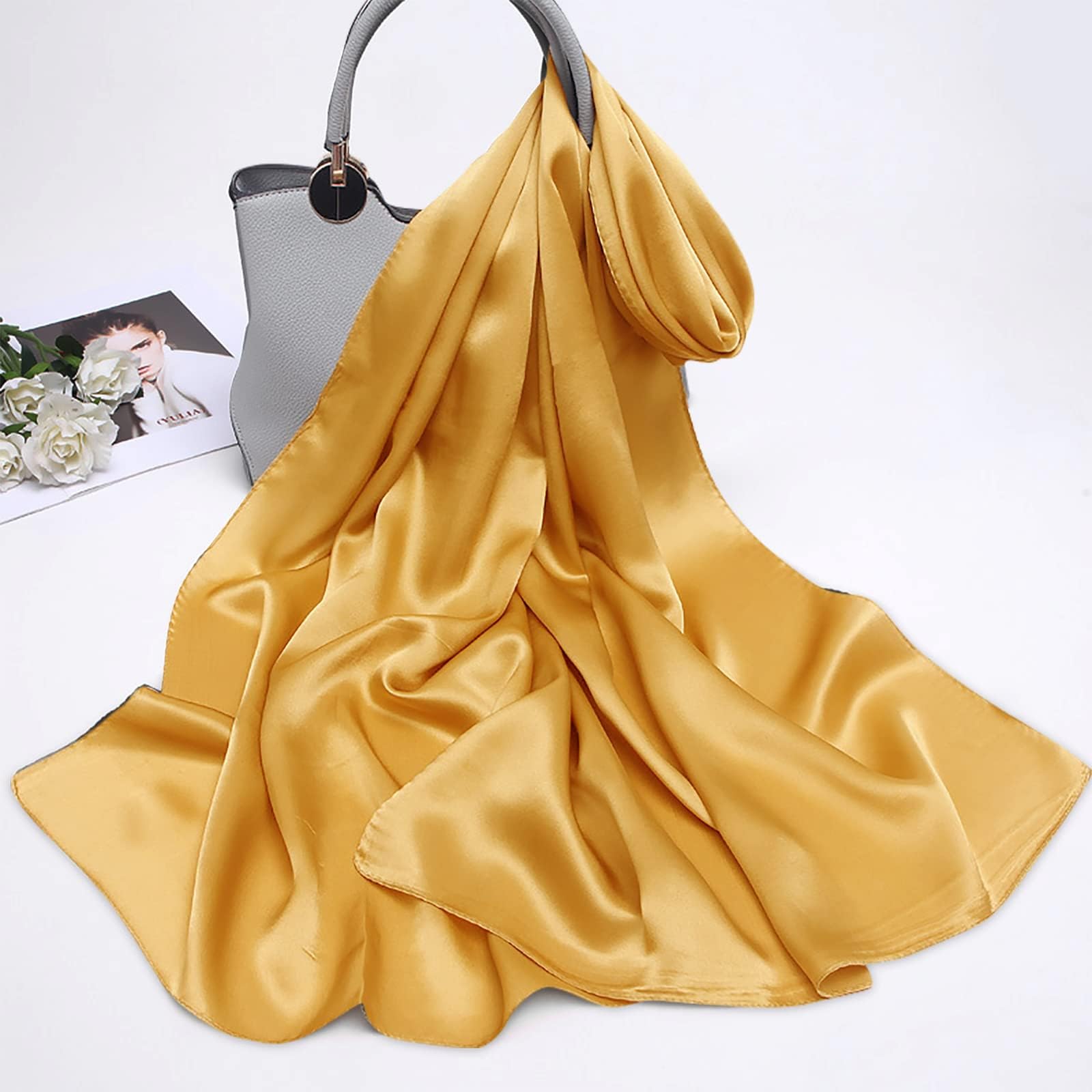 LumiSyne Mujer Satén Gasa Chal Mantón Sedoso Color Sólido Bufanda Pañuelo Ligero Estola Para Fiesta Vestido Boda Novia Dama De Honor Noche