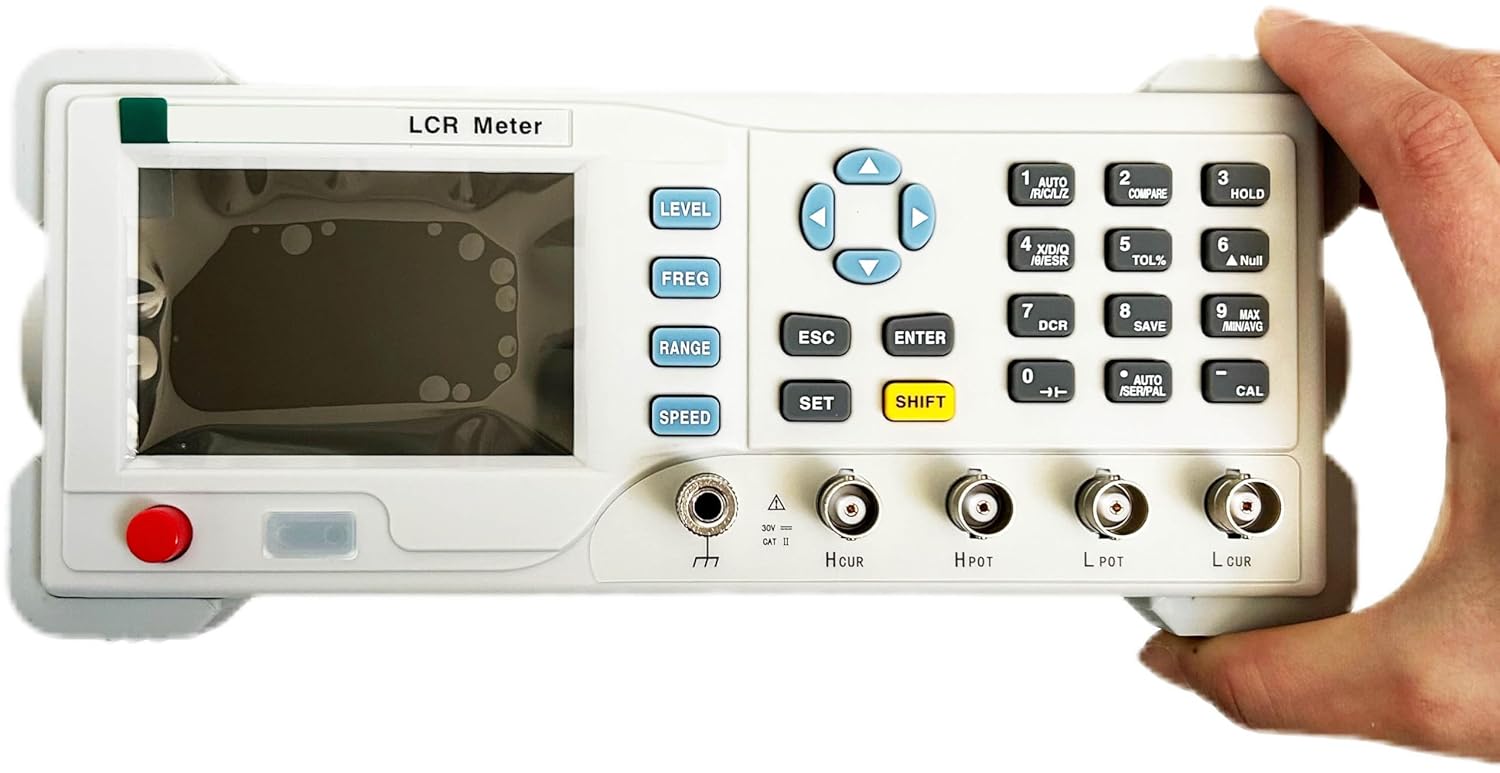 Benchtop LCR Meter Bridge Inductance Resistance Capacitance Tester with Frequency 10Hz-100kHz Continuously Adjustable,1Hz Step Basic Accuracy 0.1% USB RS232 Communication Interface