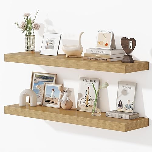 Miniatura 21 de Dreamland - Estantes flotantes de 32 pulgadas para pared, juego de 2 estantes flotantes largos de 9.3" de profundidad, estante grande de exhibición