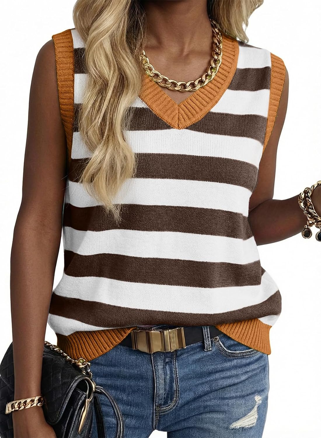 EVALESS Sweater Vest Women V Neck Knit Sleeveless Tunic Tank Tops Casual Pullover Sweater Spring Trendy 2026 Outfits