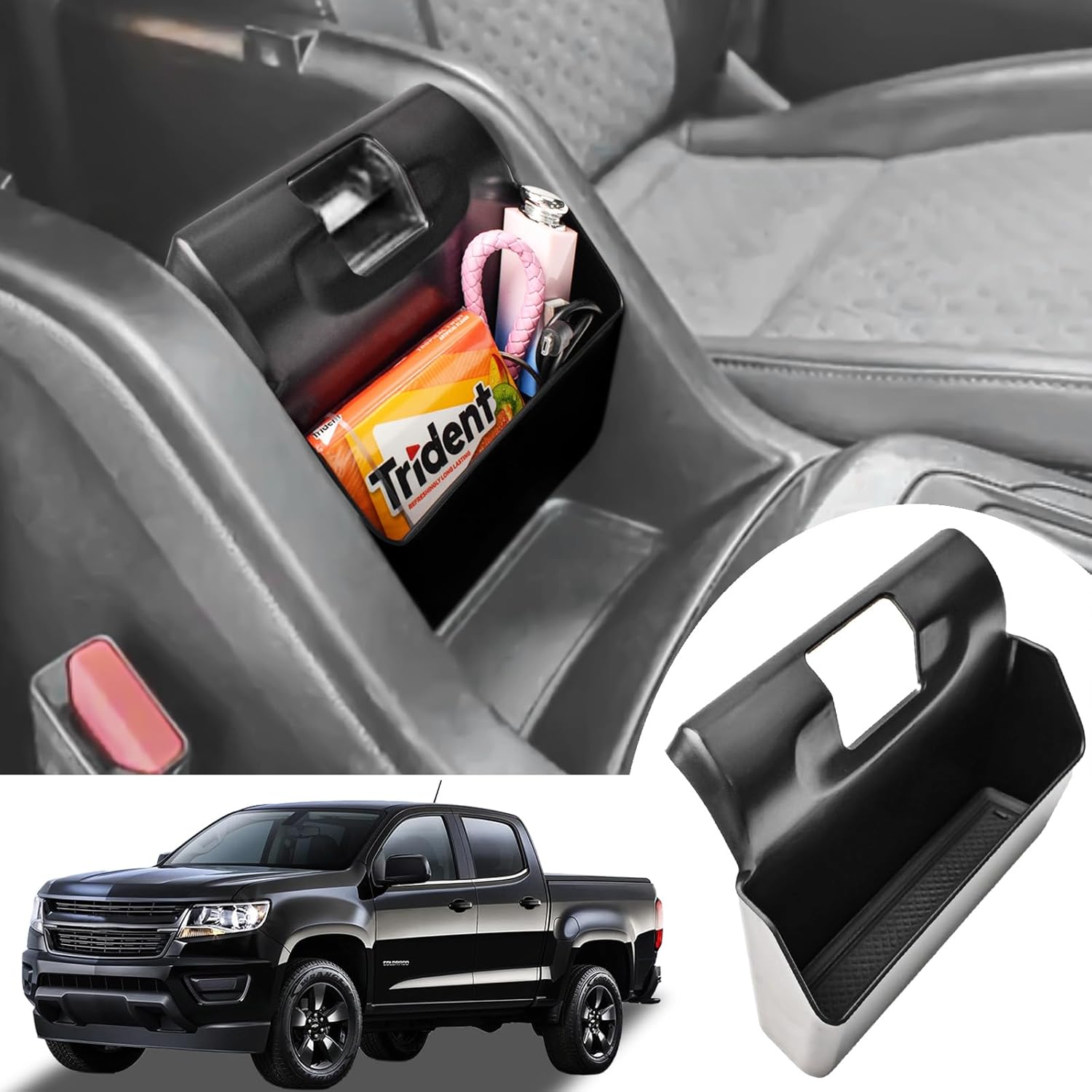 Center Console Hanging Storage Organizer Compatible with GMC Canyon and Chevy Colorado 2014 2015 2016 2017 2018 2019 2020 2021 2022 Accessories, Adds Armrest Box Extra Storage For Small Items