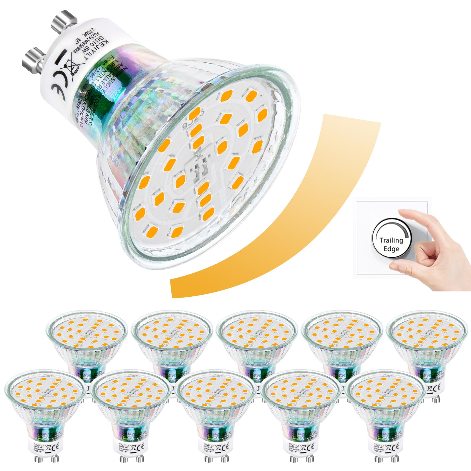 KEJIYILT GU10 LED Glühbirnen, Dimmbare Glühbirnen 10er set, Warmes Licht 4500K 650lm, 6W Ersetzt 65W Halogenlampen, Abstrahlwinkel 120° Flimmerfrei Strahler - Neutrales Licht 4500K