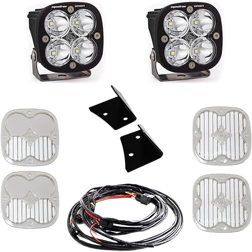Baja Designs Squadron Sport - Kit de luces LED de pilar A para Jeep Wrangler JK 2007-18 (lente puntual transparente)