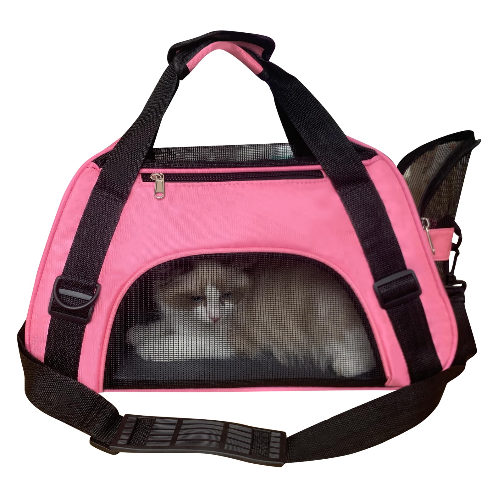 Cat Carrier Dog Carrier Pet Carrier, Airline Approved Soft-Sided Foldable,Puppy Carrier with Breathable Mesh for Small Medium Cats Dogs Rabbit (M, Pink)