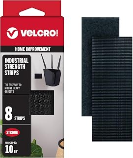 VELCRO Brand Heavy Duty Hook & Loop Strips 4x2 Inch 8 Sets Holds 10 lbs Industrial Strength Adhesive Tape Black Indoor Outdoor