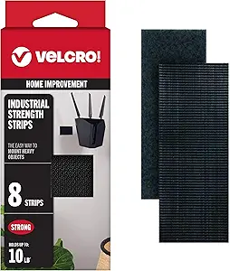 VELCRO Brand Heavy Duty Fasteners | 4x2 Inch Strips with Adhesive 8 Sets | Holds 10 lbs | Black Industrial Strength Stick On Tape | Indoor or Outdoor Use (VEL-30703-USA), 8 Count (Pack of 1)