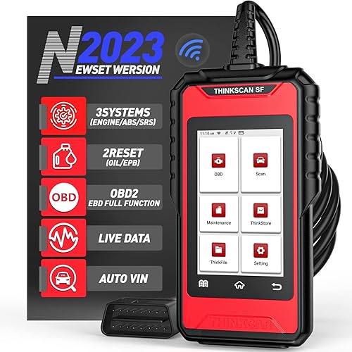 THINKCAR Car Scanner ThinkScan SF100 OBD2 Scanner ABS SRS Check Engine Light with 28 Reset (2 Free Optional) Car Diagnostic Tools with Oil EPB Reset AutoVIN Code Reader with Battery Test & WiFi Update