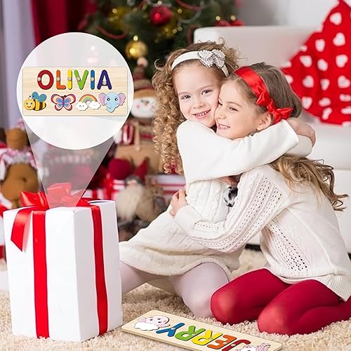 Vista 6 de Rompecabezas personalizado con nombre para niños, rompecabezas de madera para niños pequeños, regalos de cumpleaños para niñas de un año, regalos
