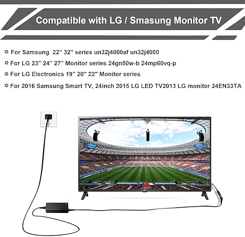 Miniatura 3 de Adaptador de CA de TV de 19V 2.53A para monitor LG Widescreen de 19" 20" 22" 23" 24" 27" Electronics Widescreen 24gn50w-b 24mp60vq-p 24m38h-b