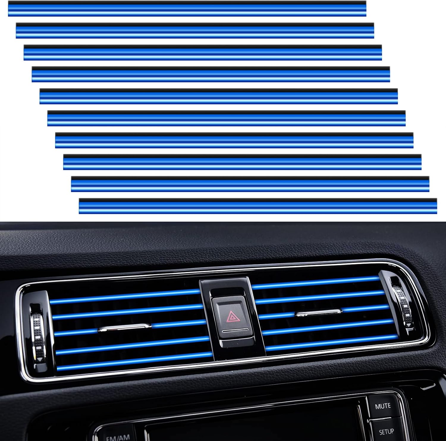 20 Pieces Universal Car Air Conditioner Vent Trim Decoration Strip Accessories, Waterproof Flexible Shiny Auto Car Interior Accessories for All Air Vent Outlet