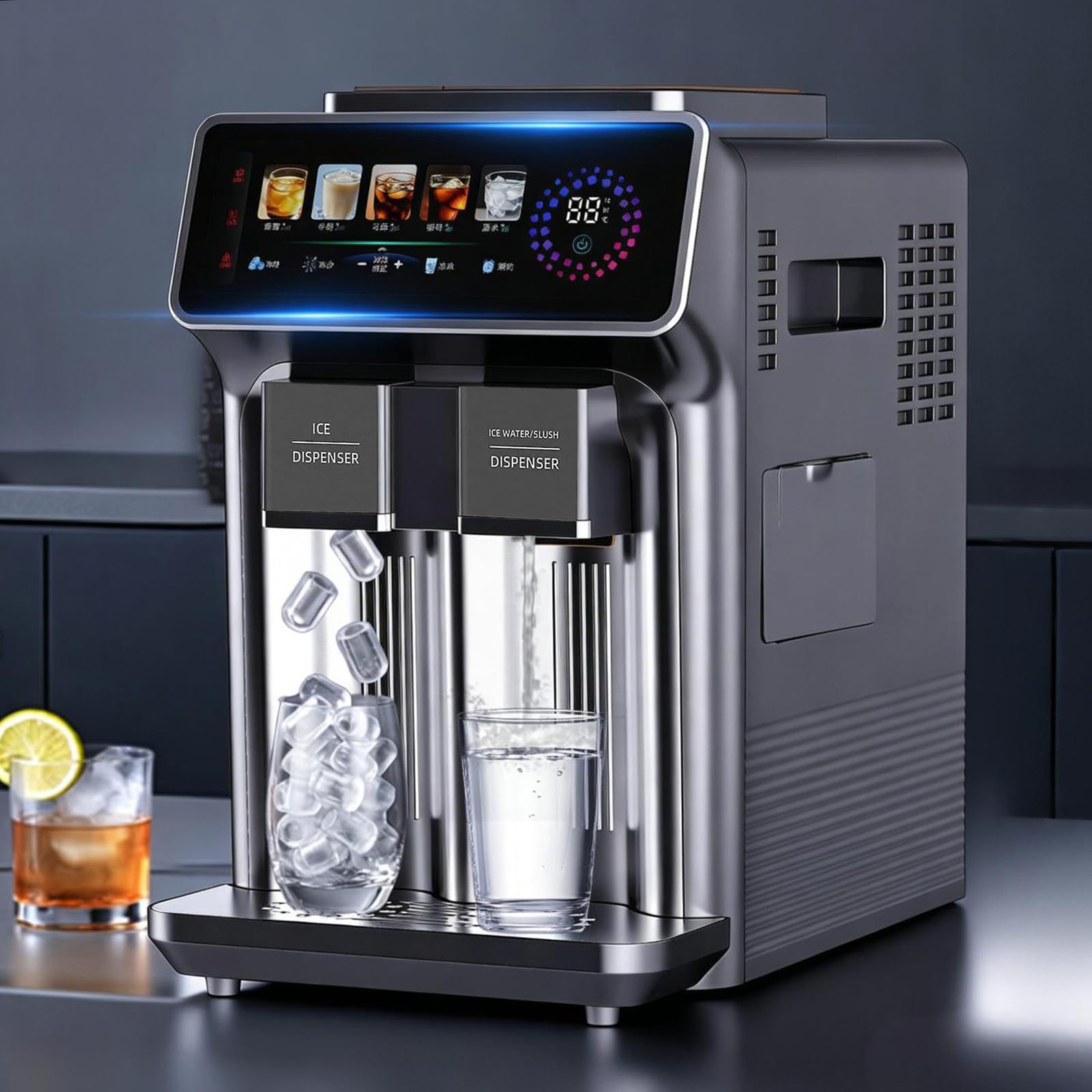 Smart Touch Ice Maker, Nugget Ice Maker Countertop, Multi-Functional