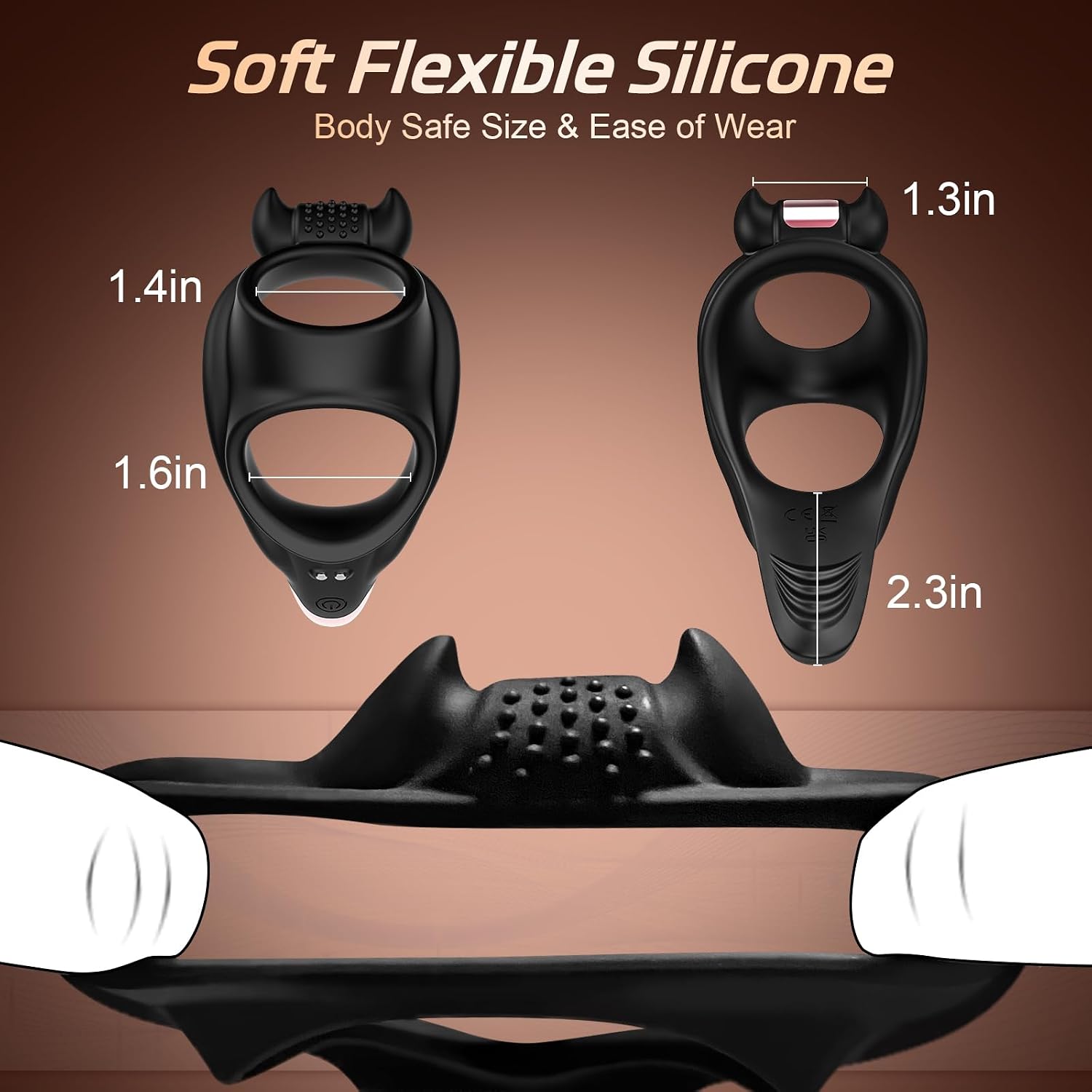 Vibrating Cock Ring with Perineum & Vulva Stimulator, 2 Motors APP Control Waterproof Silicone Penis Ring Vibrator with 9 Vibrations, Vibrators for Male Gakuaat Couples Adult Sex Toys for Men Erection