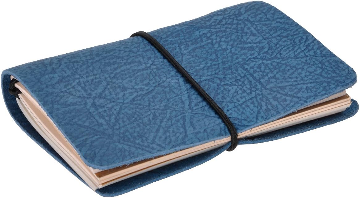 ZLYC Refillable Traveler's Notebook Crack Embossed Small Leather Journal, Passport Size, for Men Women Writing Gift, Blue