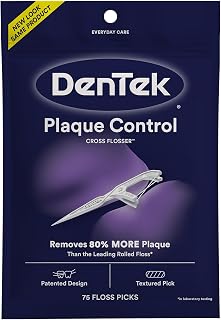DenTek Cross Flosser Plaque Control Floss Picks, X-Shaped Dental Flossers Remove 80% More Plaque, ADA Accepted, 75 Count