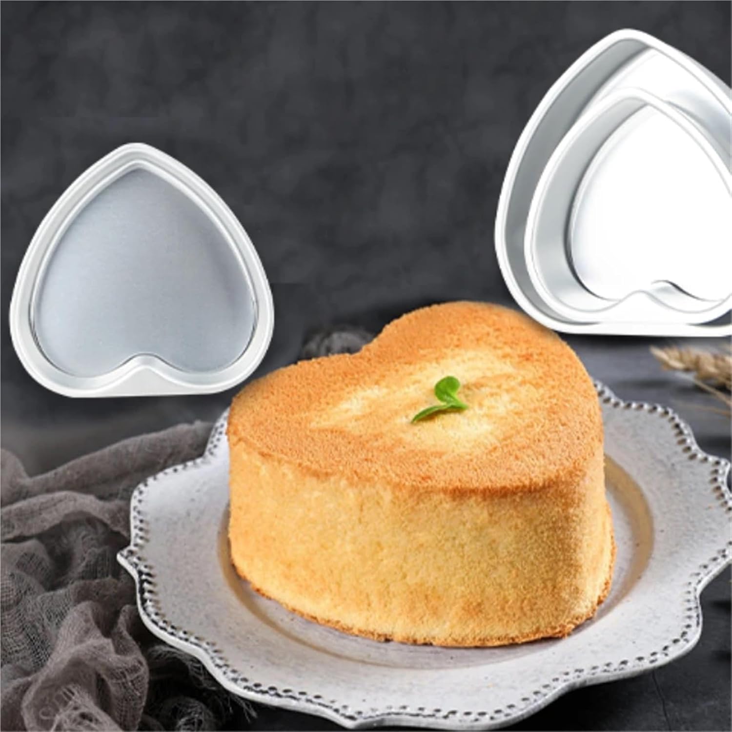 3Pcs 3/4/510inch Aluminum Alloy Cake Molds Heart Shaped Pans A Removable Bottom Baking Mould Tool for Muffin Cake Bread Cheese(5inch)
