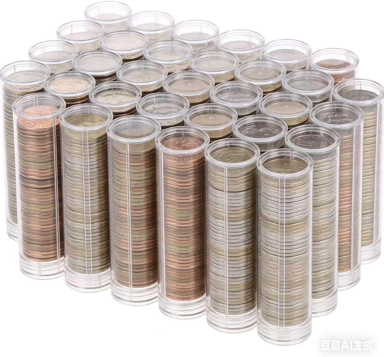 30 Pcs Dollar Coin Tubes Clear Plastic Half Dollar Storage Tubes with Screw Lid Containers for Coins Collection Supplies （1.18× 5.31 Inch）