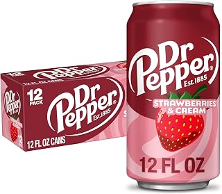 Dr Pepper Strawberries & Cream Soda, 12oz Cans 12-Pack - Unique 23 Flavors with Strawberry Cream Twist