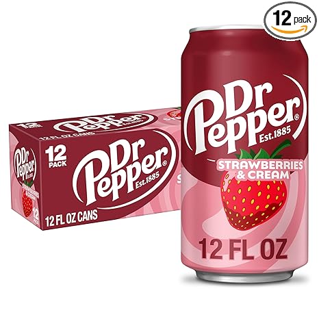 Dr Pepper Strawberries and Cream Soda, 12 fl oz cans, 12 Pack