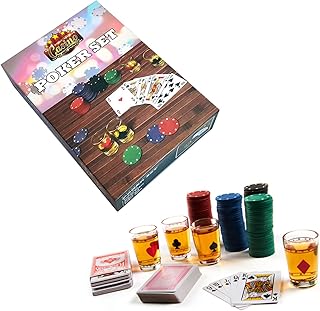 Casino Poker Schnaps-Set Poker-Schnaps-Set mit 120 Chips, 4 Schnapsgläser und 2 Kartendecks