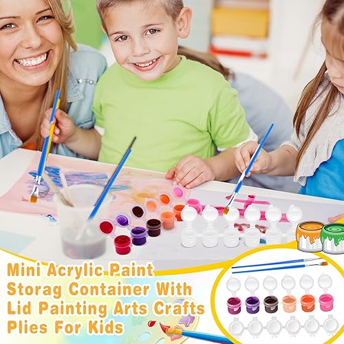 Miniatura 6 de Blcculi 24 tiras, 144 macetas vacías con tapas, tiras de pintura vacías, mini recipientes de almacenamiento con tapas, 12 pinceles, mini recipiente