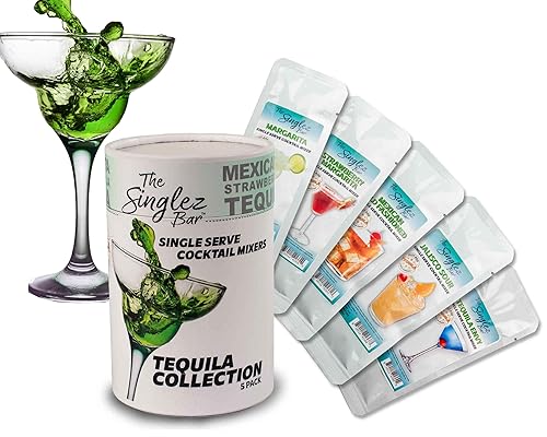 Singlez Bar Colección de mezclas de cóctel de tequila premium (paquete de 5)  Crea deliciosos cócteles de margarita  Sin gluten, sin OMG y bajo en
