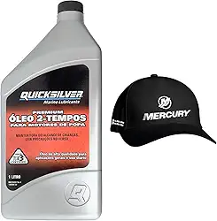 Óleo Náutico Quicksilver TCW3 Original 1 Litro Para Motores de Popa + Boné Mercury