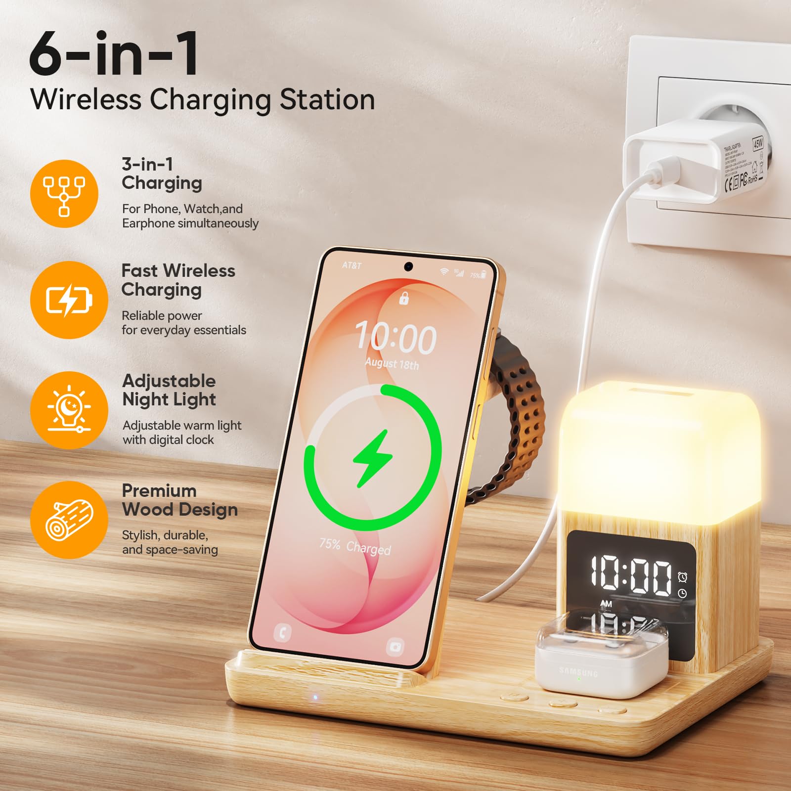 Stazione di ricarica induttiva per Samsung - 3 in 1 Wireless Charger