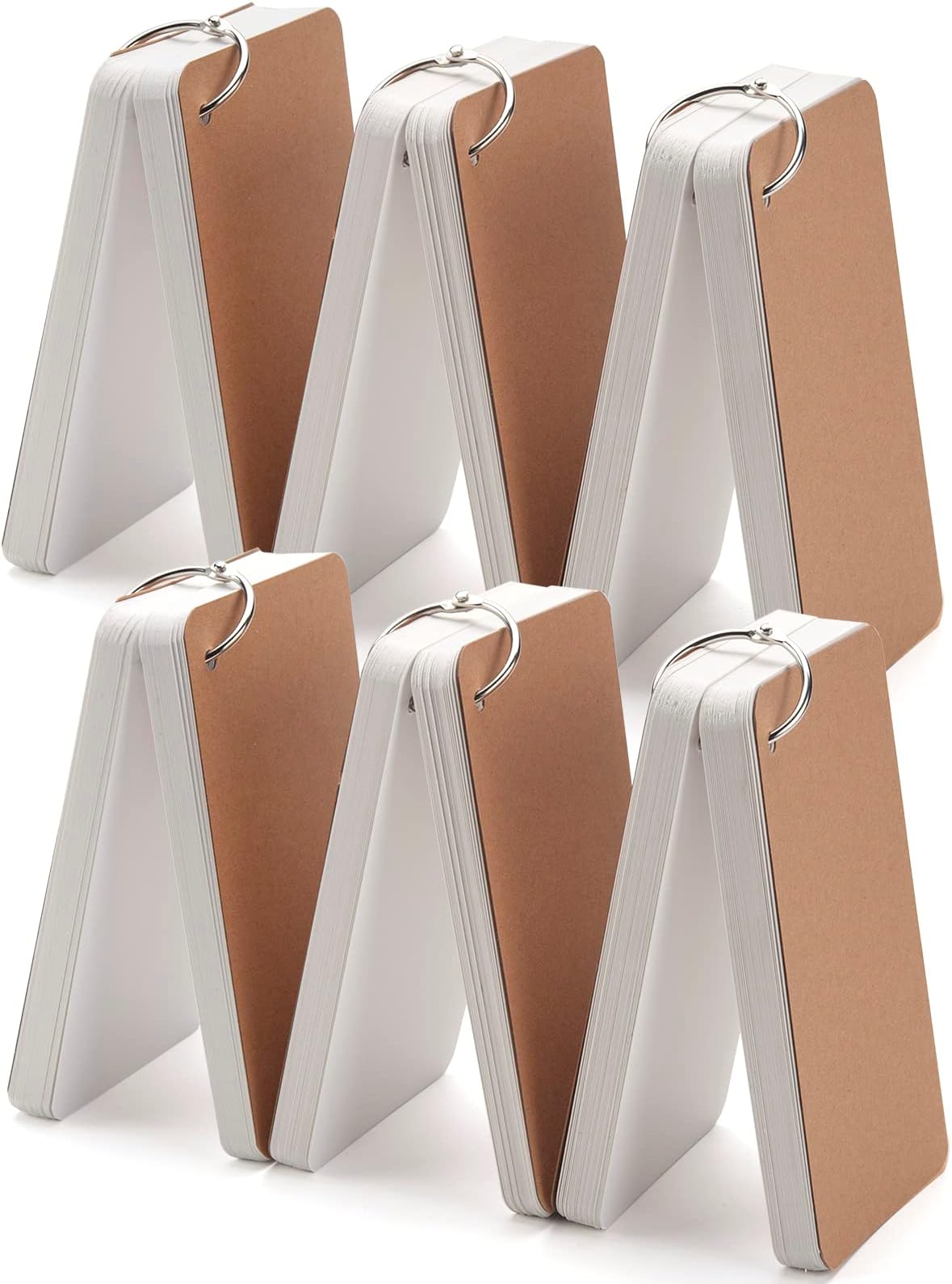 3x5 Blank Index Cards Study Flash Cards with Rings, 300PCS Rounded Hole-punched White Cardstock Heavy Weight Note Cards, Language FlashCards or Recipes DIY