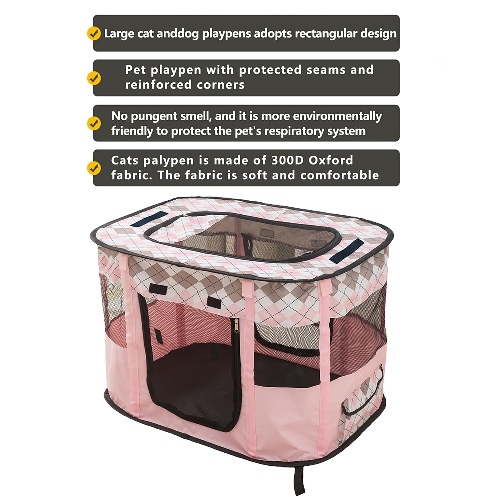 Box pieghevole per animali domestici, box per gatti, cuccioli, per interni (L, rosa)