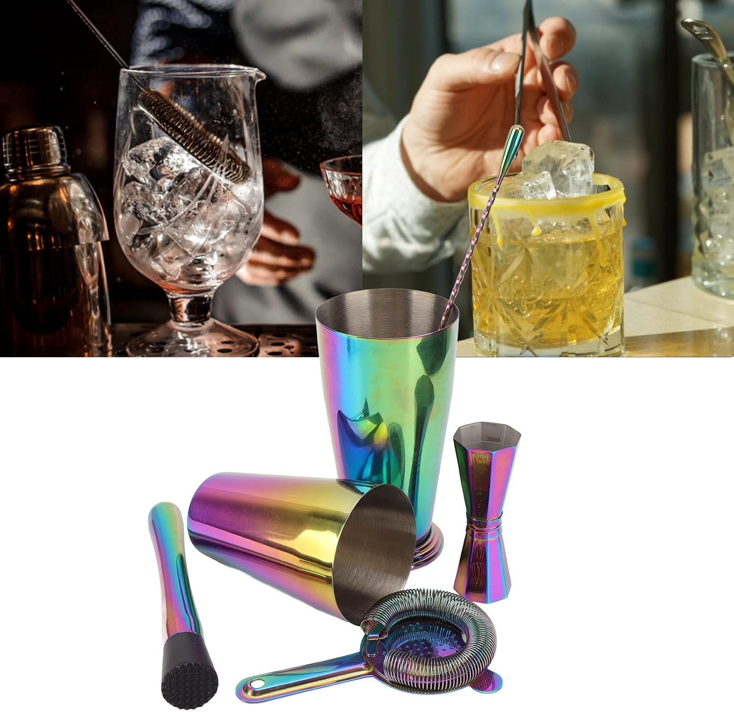 Bartender Kit 304 Stainless Steel Cocktail Shaker Set with Heat Retention and Weighted Base for Home Bar or Restaurant Use