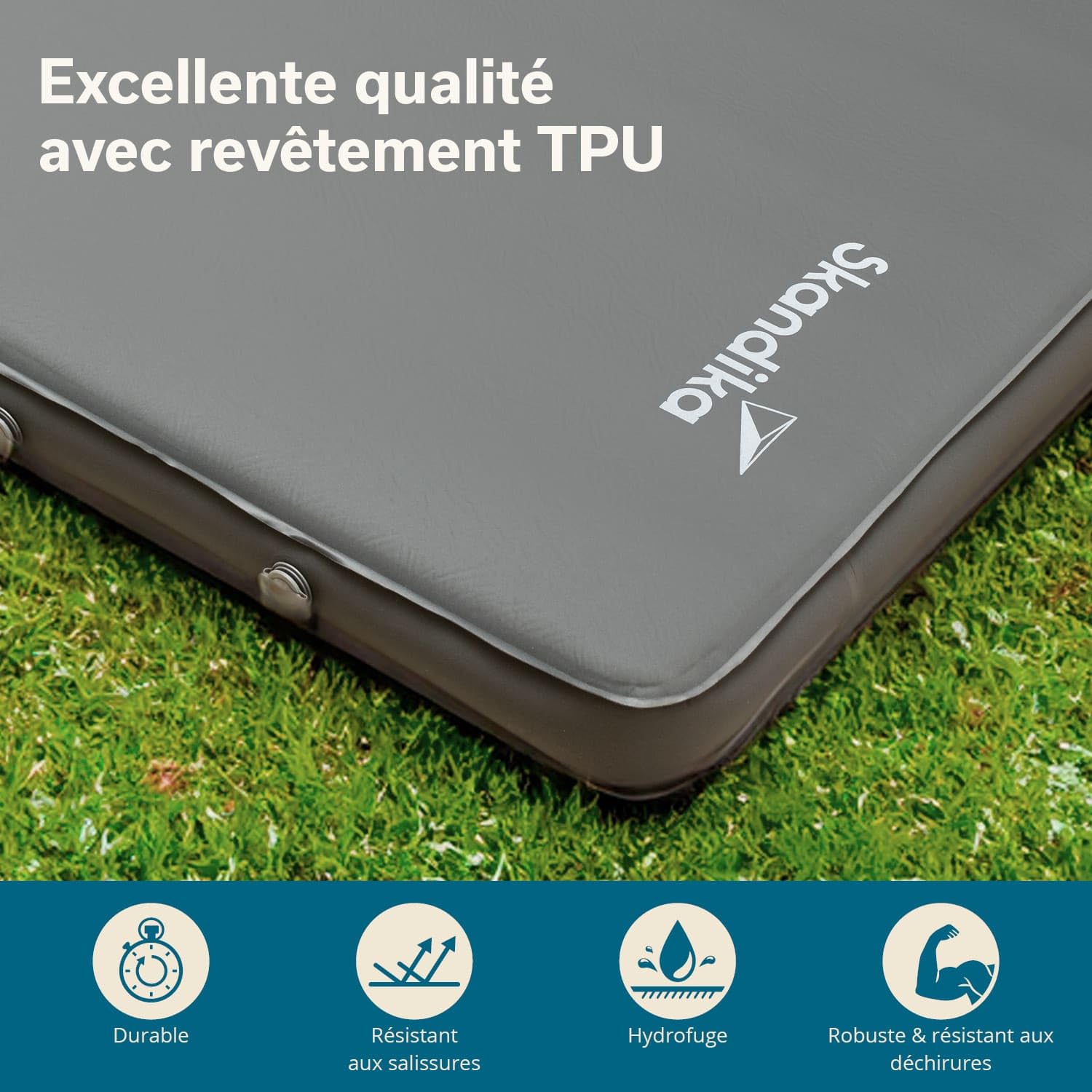 Skandika Matelas Gonflable Easy 3D Premium Flex | Matelas pneumatique pour 1/2 Personnes, avec/sans Pompe USB-C, avec/sans Housse, Max 150/300 kg | Camping, lit pneumatique (Double)