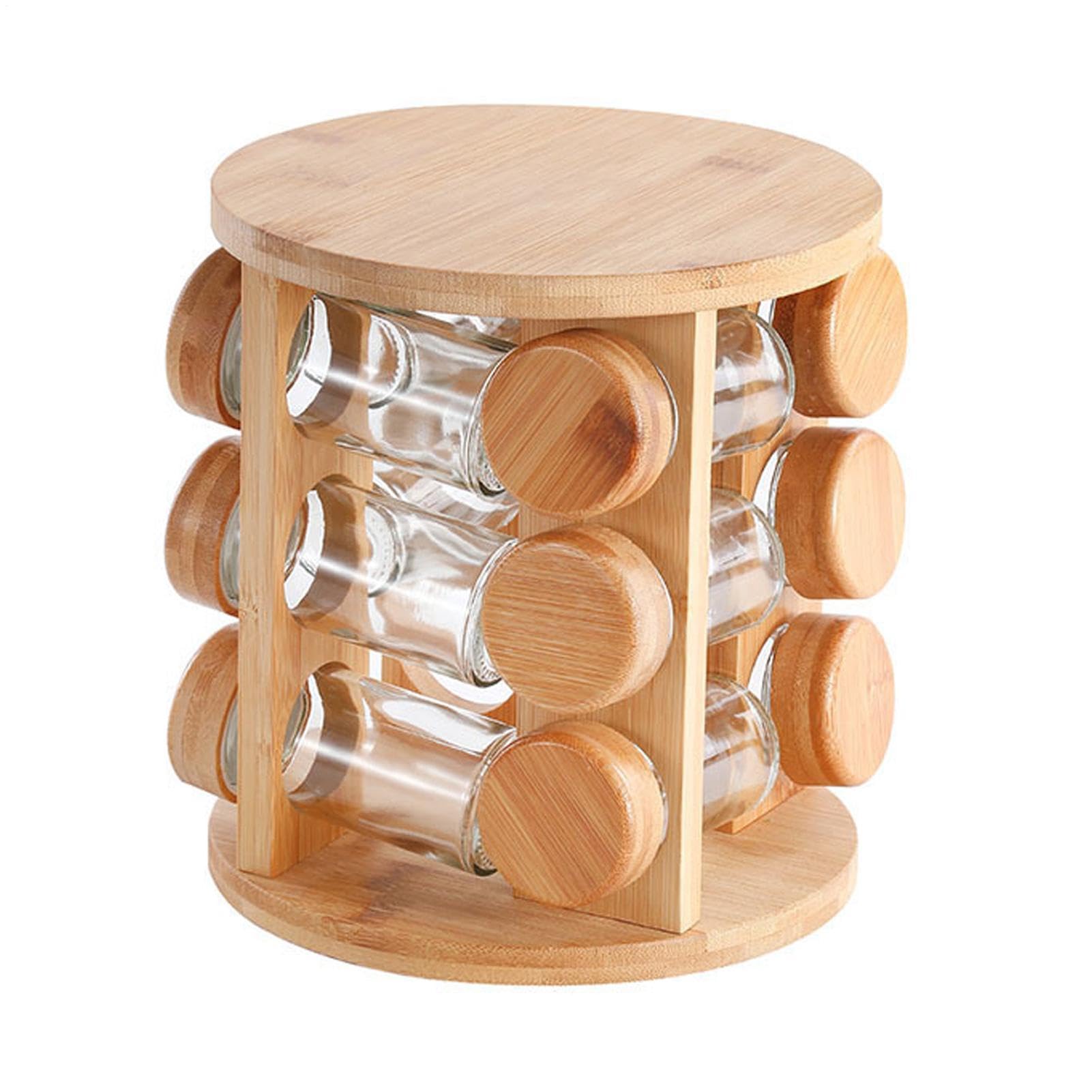 Soporte de especias giratorio genérico – Almacenamiento tarros de azúcar madera cocina, estante para olla de sal | Para armario de cocina encimera comedor apartamento apasionados por el hogar