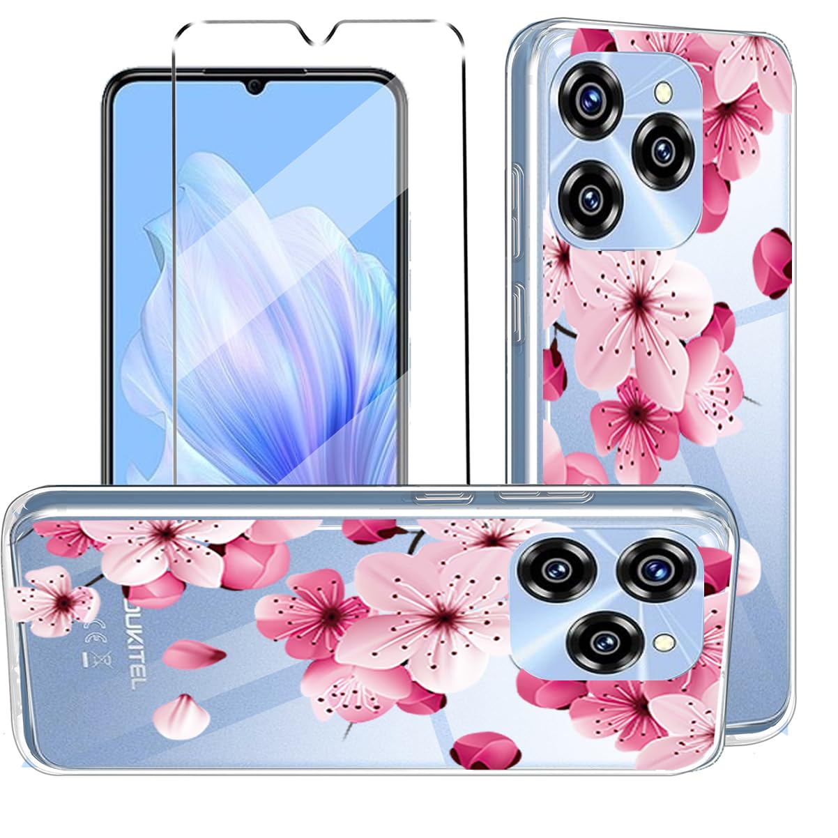 HuiYouMY 2-in-1 Case Compatible with Oukitel C50 Cover with 1 Pack Tempered Glass Screen Protector for Oukitel C50