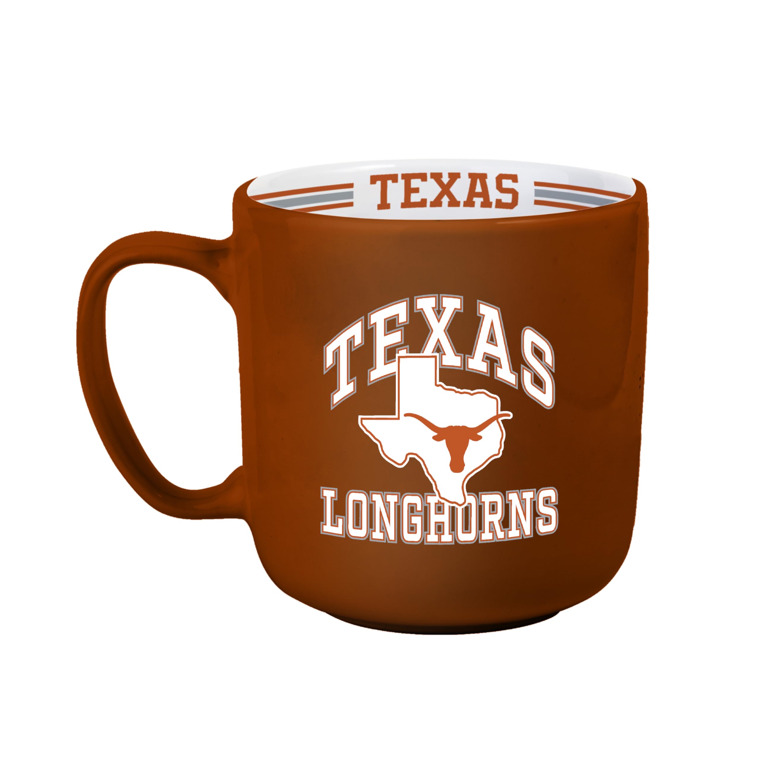 Logo Brands NCAA Texas Longhorns 15 oz Stripe Coffee Mug - Vintage Team Logo, Inside Print &amp; Stripes, Microwave &amp; Dishwasher Safe- Great Gift For Fans &amp; Alumni
