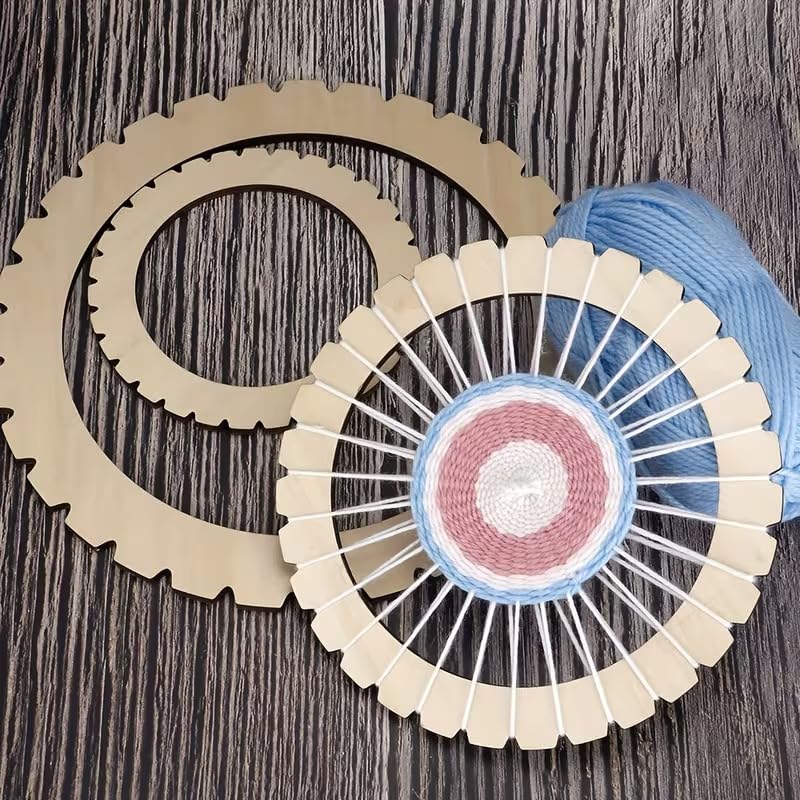 Curious Button Set of 4 Wooden Round Knitting Looms | MDF Crochet & Weaving Rings for DIY Crafts, Blanket Making & Yarn Projects 3