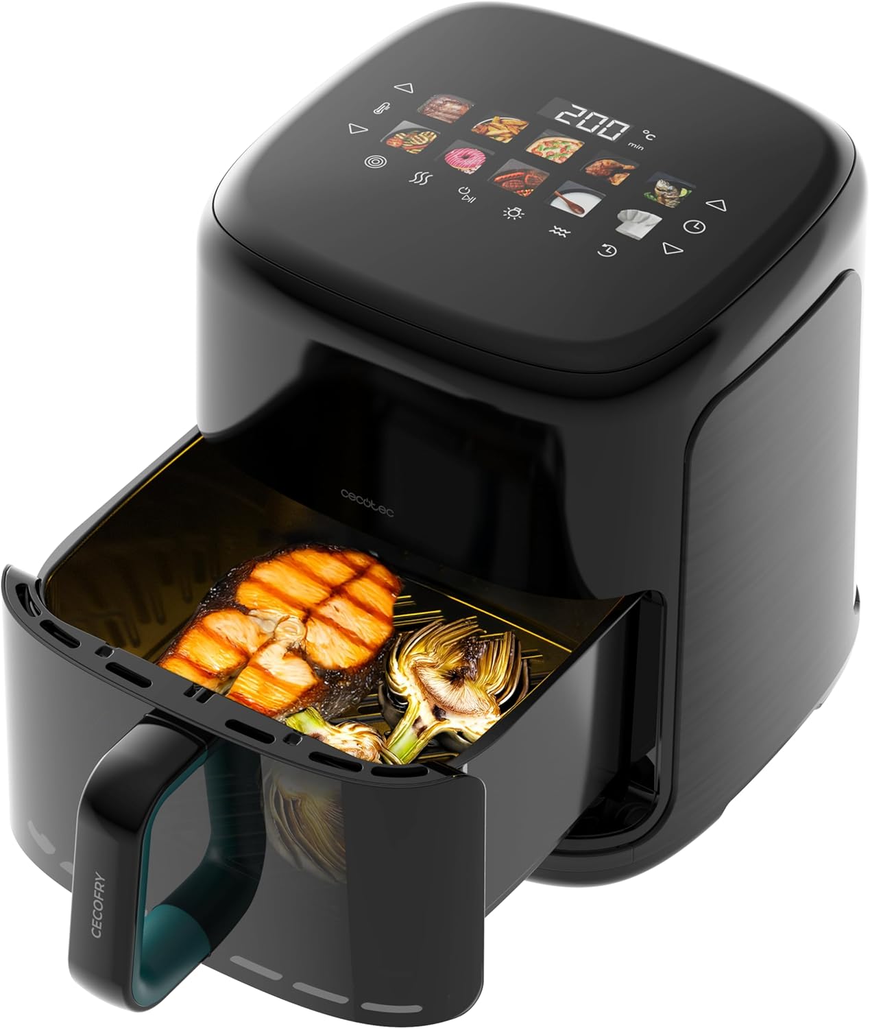 Cecotec Air Fryer with basket pulled out