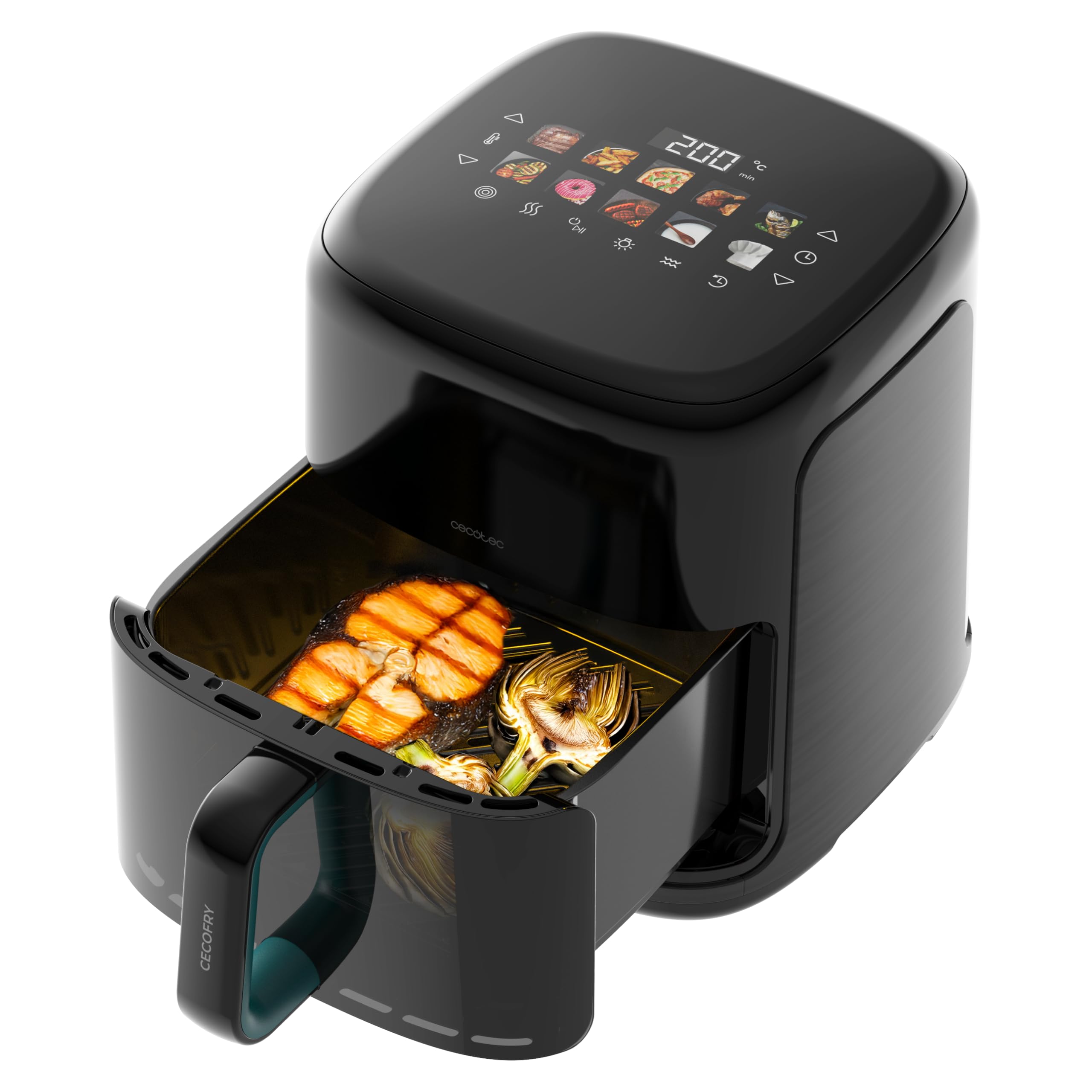 Cecotec Freidora de Aire 6,5L Ahumador Cecofry&Grill Smokin'Prime 6500 Heat | 2200W, Air Fryer, Grill y Plancha, Doble Resistencia, Ventana de Visualización, 10 Menús, Temperatura Regulable, Panel Táctil