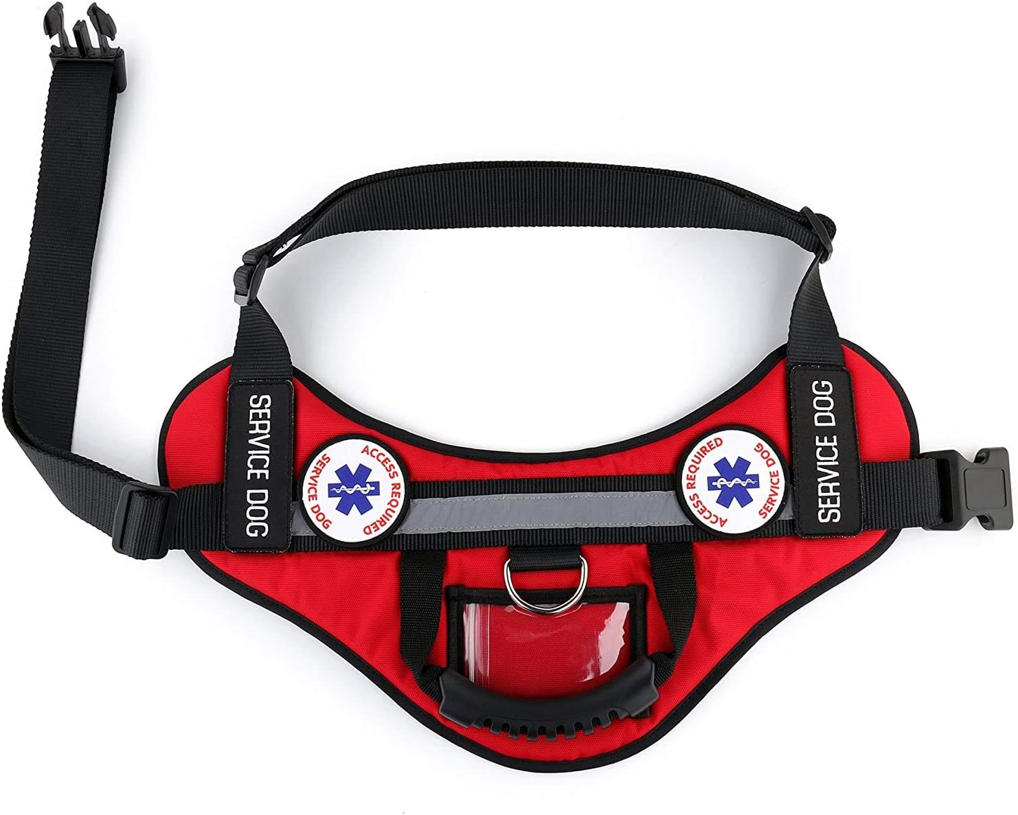 Service Dog Therapy Dog ESA Support Animal Harness - No Pull Reflective Vest - ID Pocket Handle - Waterproof Adjustable Mesh - Includes 10 Info Cards