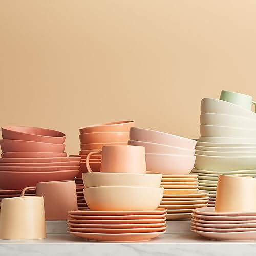 Miniatura 4 de Stone Lain Delilah - Juego de platos llanos de 6 piezas, porcelana, melocotón