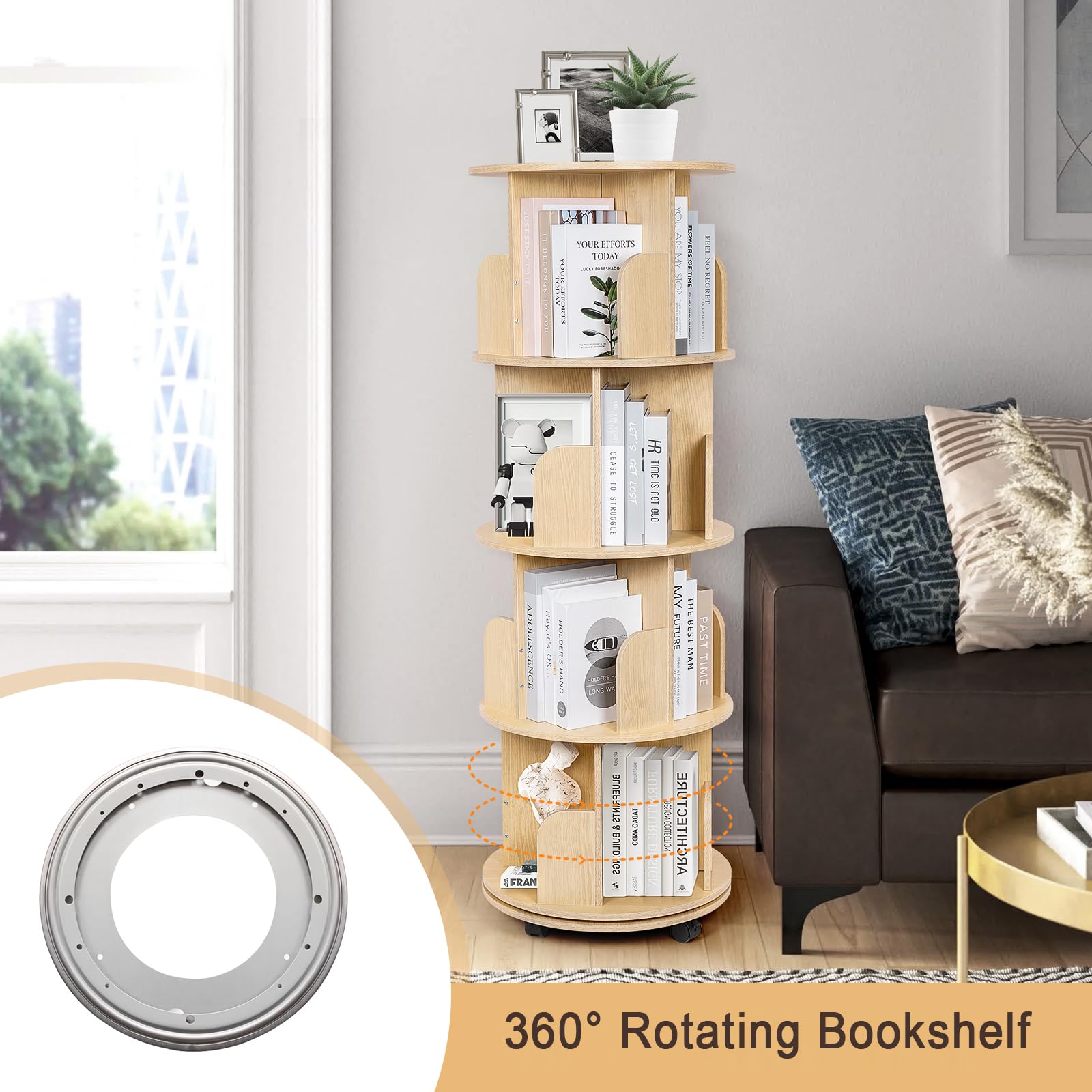Round Rotating Bookshelf Wei Man] Taiwan Made Upright Round Four Layer