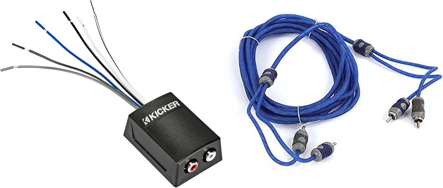 Kicker 46KISLOC2 K-Series Stereo Line-Output Converter w/Remote Turn-On Output & 46KI24 4 Meter 2-Channel Signal Cable
