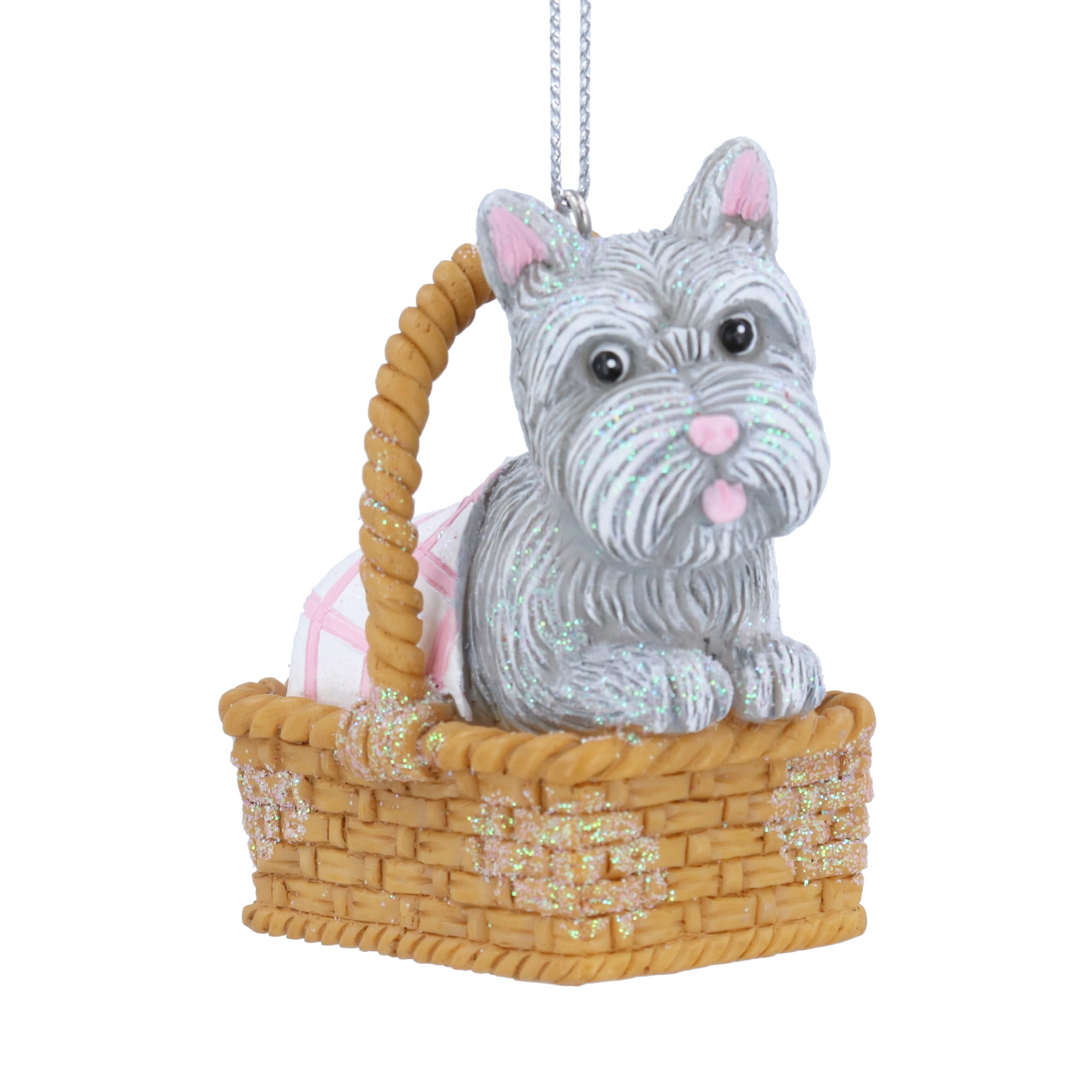Gisela Graham Resin Toto In Basket 8Cm Hanging Tree Decoration