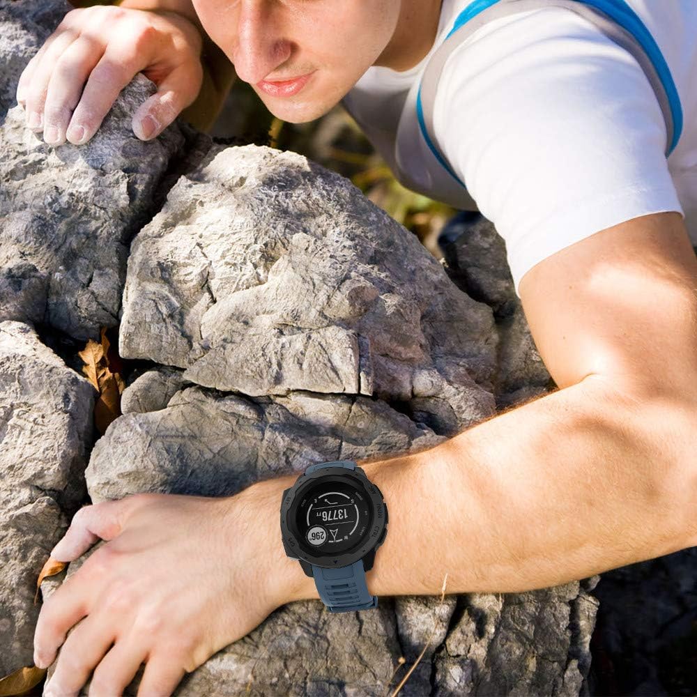 NotoCity for Garmin Instinct Band, Soft Silicone Replacement Watch Strap Compatible with Garmin Instinct 2/ Solar/Tactical(slate)