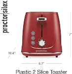 Proctor Silex 2-Slice Toaster, Red, Wide-Slot Toaster with Bagel, Defrost and Cancel Buttons, 7 Shade Browning Control, Toast Boost, 22661 | Browning Control With 7 Shades | Auto Shutoff | Wide Slots | Toast Boost | Slide-Out Crumb Tray | Red | 22661
